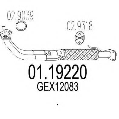 Труба выхлопного газа 01.19220 MTS