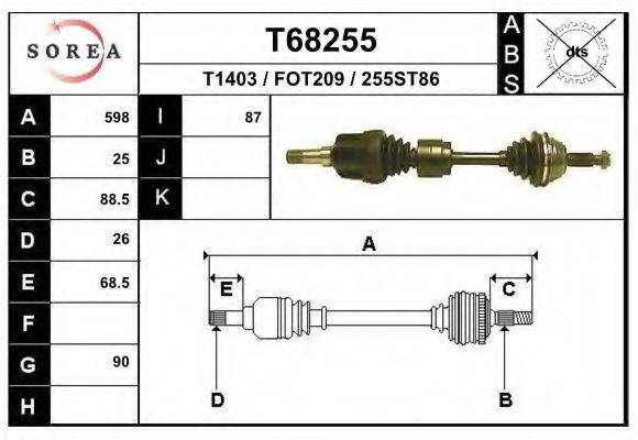 Приводной вал T68255 EAI