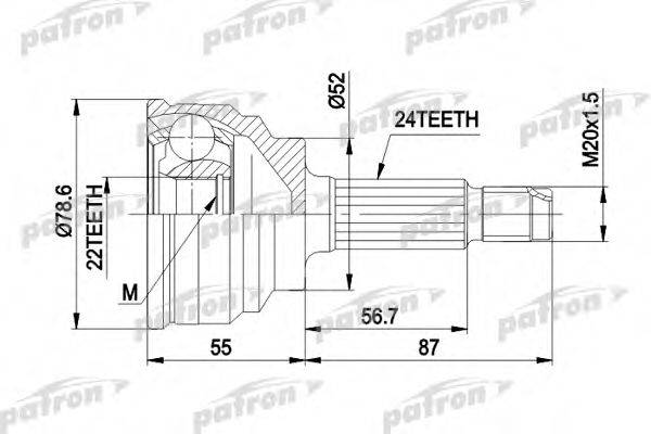 Шарнирный комплект, приводной вал PCV1024 PATRON