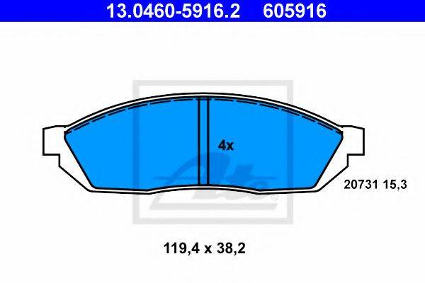 Комплект тормозных колодок, дисковый тормоз 13.0460-5916.2 ATE