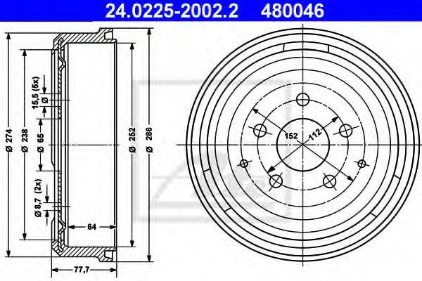Тормозной барабан 24.0225-2002.2 ATE