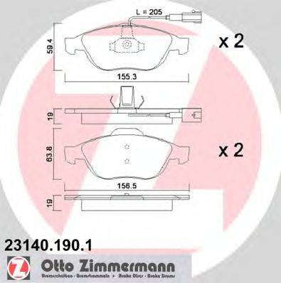 Комплект тормозных колодок, дисковый тормоз 23140.190.1 ZIMMERMANN