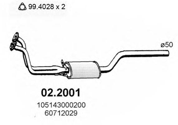 Предглушитель выхлопных газов 02.2001 ASSO