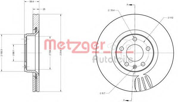 Тормозной диск 6110335 METZGER