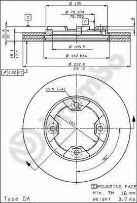 Тормозной диск 09.3105.10 BREMBO