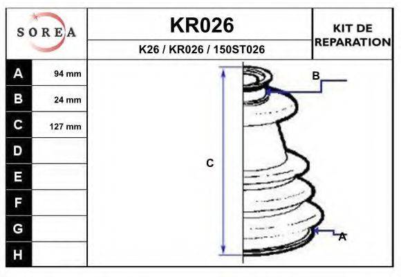 Комплект пылника, приводной вал KR026 EAI