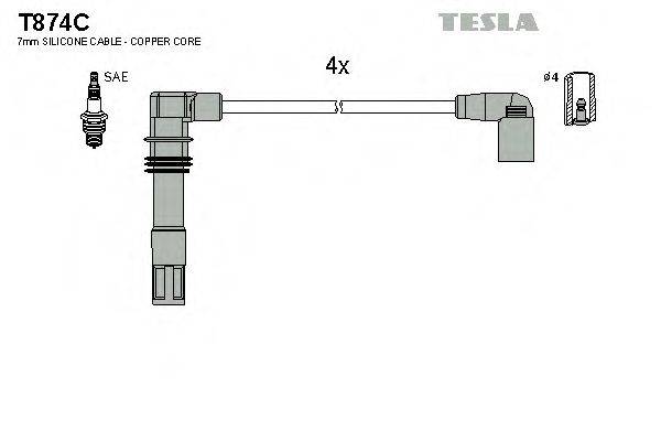 Комплект проводов зажигания T874C TESLA