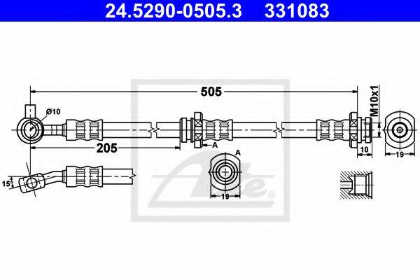 Тормозной шланг 24.5290-0505.3 ATE