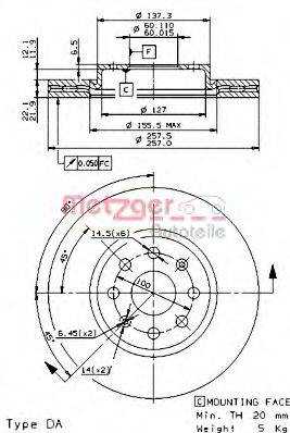 Тормозной диск 24980 E METZGER