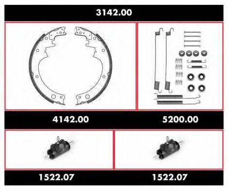 Комплект тормозов, барабанный тормозной механизм 3142.00 REMSA