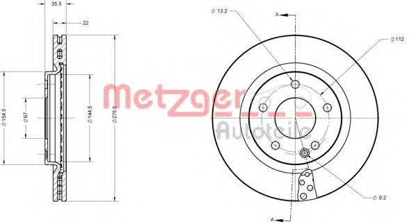 Тормозной диск 6110479 METZGER