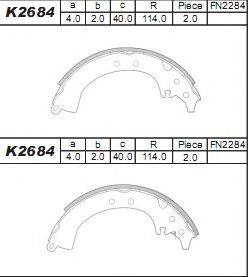 Комплект тормозных колодок K2684 ASIMCO