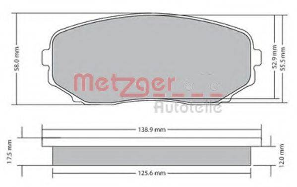Комплект тормозных колодок, дисковый тормоз 1170654 METZGER