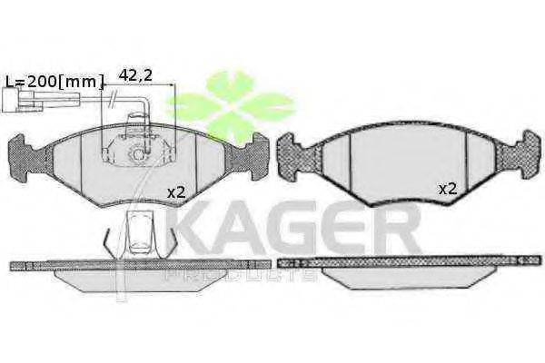 Комплект тормозных колодок, дисковый тормоз 35-0223 KAGER