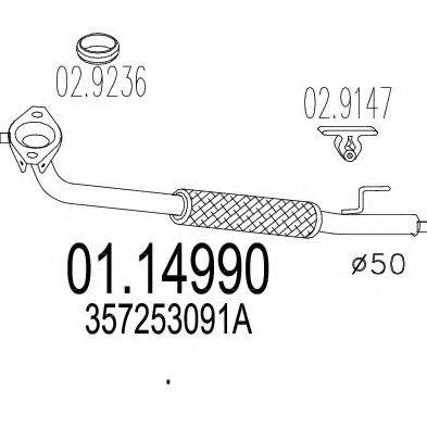 Труба выхлопного газа 01.14990 MTS