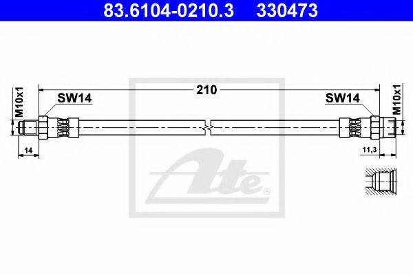 Тормозной шланг 83.6104-0210.3 ATE