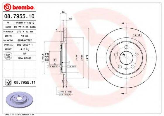 Тормозной диск 08.7955.11 BREMBO