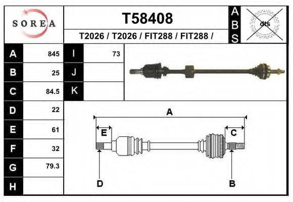 Приводной вал T58408 EAI