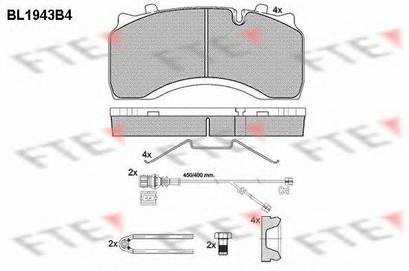 Комплект тормозных колодок, дисковый тормоз BL1943B4 FTE