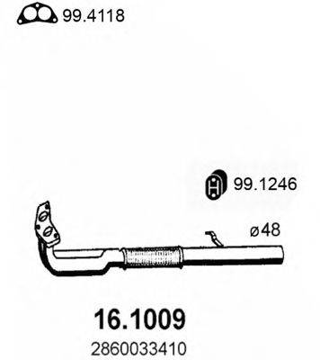 Труба выхлопного газа 16.1009 ASSO