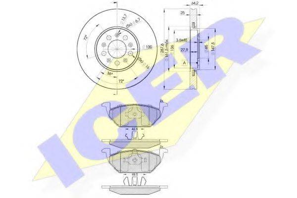 Комплект тормозов, дисковый тормозной механизм 31338-5604 ICER