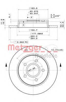 Тормозной диск 14902 V METZGER