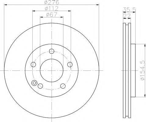 Тормозной диск 8DD 355 106-921 HELLA PAGID