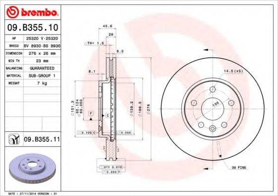 Тормозной диск BS 8930 BRECO