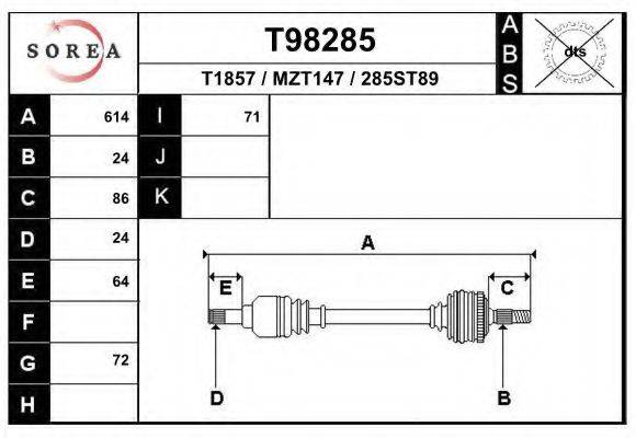 Приводной вал T98285 EAI