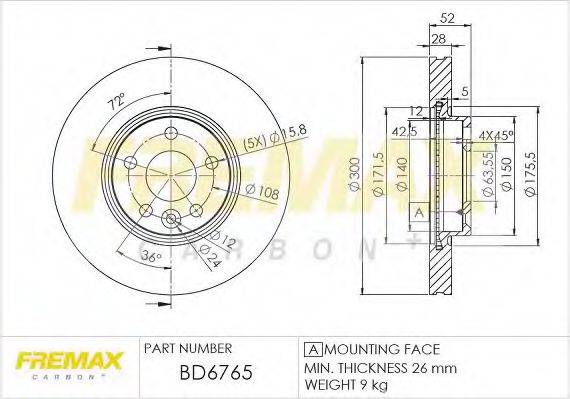 Тормозной диск BD-6765 FREMAX