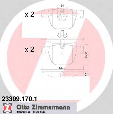 Комплект тормозных колодок, дисковый тормоз 23309.170.1 ZIMMERMANN
