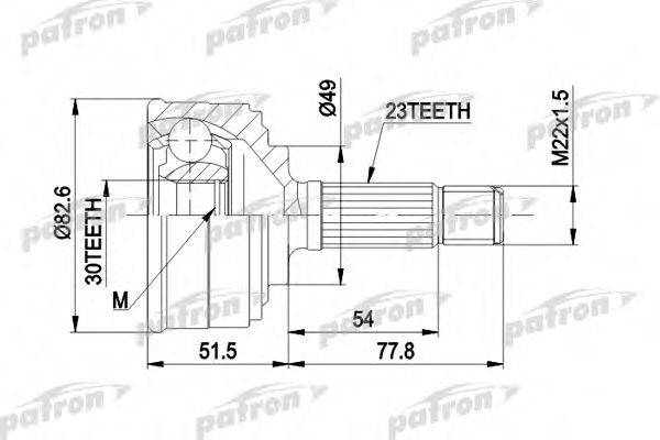 Шарнирный комплект, приводной вал PCV1044 PATRON