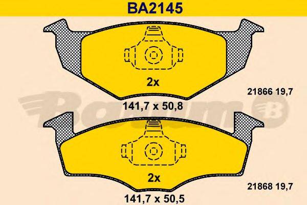 Комплект тормозных колодок, дисковый тормоз BA2145 BARUM