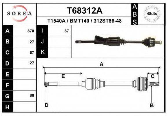 Приводной вал T68312A EAI