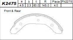 Комлект тормозных накладок K2475 ASIMCO