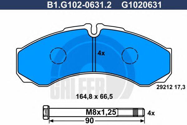 Комплект тормозных колодок, дисковый тормоз B1.G102-0631.2 GALFER