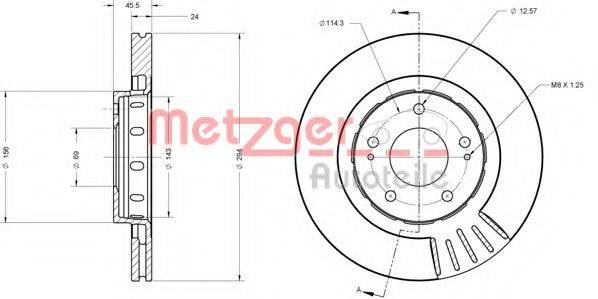 Тормозной диск 6110375 METZGER