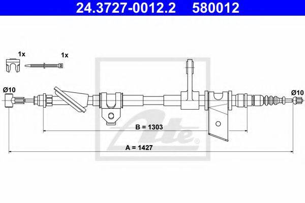Трос, стояночная тормозная система 24.3727-0012.2 ATE