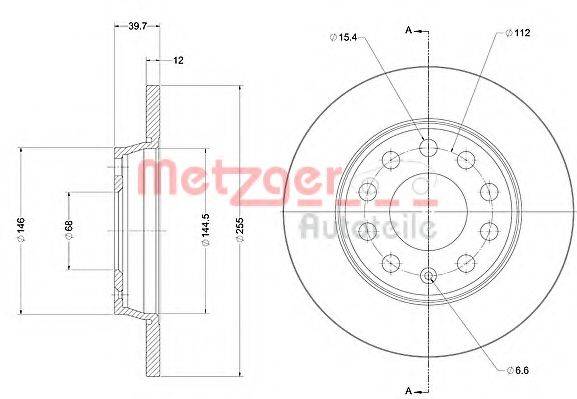 Тормозной диск 6110389 METZGER