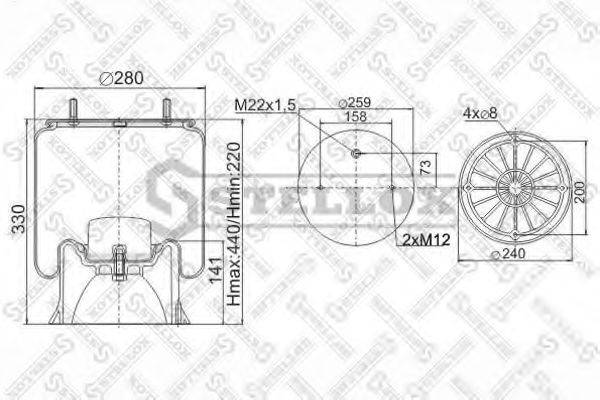 Баллон пневматической рессоры 90-40042-SX STELLOX