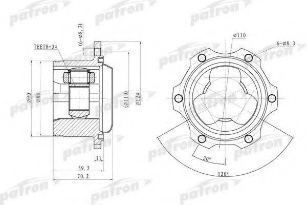 Шарнирный комплект PCV9680 PATRON