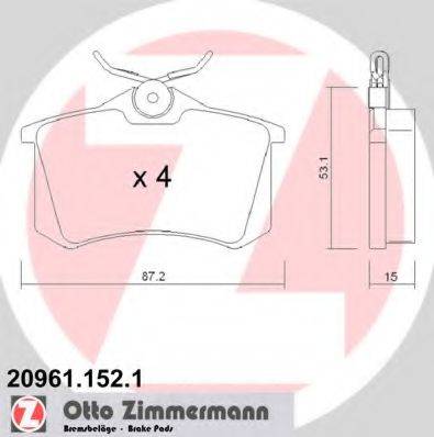 Комплект тормозных колодок, дисковый тормоз 20961.152.1 ZIMMERMANN