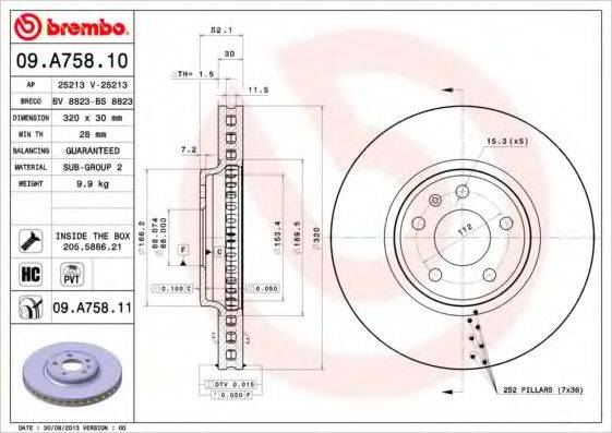 Тормозной диск 09.A758.11 BREMBO