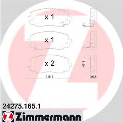 Комплект тормозных колодок, дисковый тормоз 24275.165.1 ZIMMERMANN