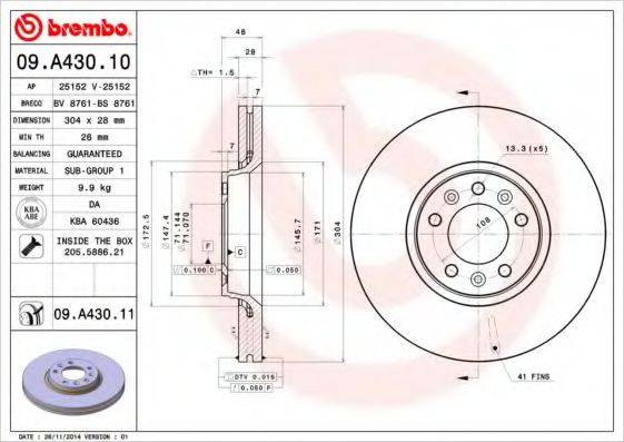 Тормозной диск BS 8761 BRECO