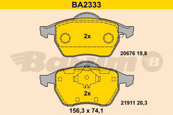Комплект тормозных колодок, дисковый тормоз BA2333 BARUM