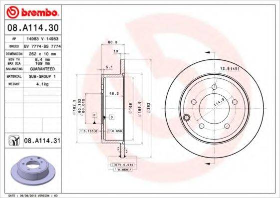 Рисунок 08.A114.31 BREMBO