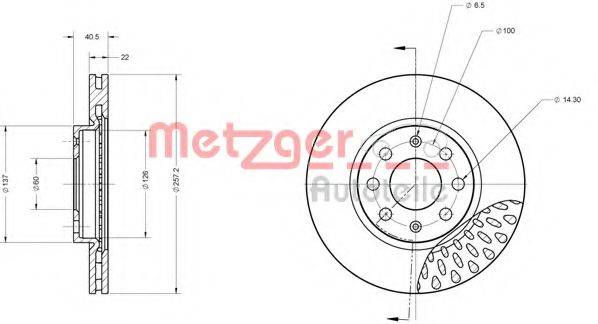 Тормозной диск 6110075 METZGER