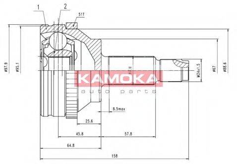 Шарнирный комплект, приводной вал 7088 KAMOKA