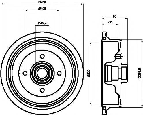 Тормозной барабан 8DT 355 301-681 HELLA PAGID